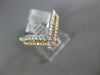 ESTATE LARGE .39CT DIAMOND 18KT WHITE & ROSE GOLD 3D V SHAPE STACKABLE FUN RING