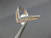 ESTATE LARGE .39CT DIAMOND 18KT WHITE & ROSE GOLD 3D V SHAPE STACKABLE FUN RING
