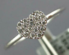 ESTATE .13CT DIAMOND 18KT WHITE GOLD 3D CLASSIC PAVE HEART LOVE RING