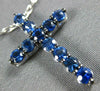 ESTATE 1.33CT AAA SAPPHIRE 18KT WHITE GOLD 3D CLASSIC CROSS PENDANT