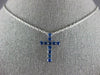 ESTATE 1.33CT AAA SAPPHIRE 18KT WHITE GOLD 3D CLASSIC CROSS PENDANT