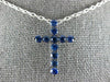 ESTATE 1.33CT AAA SAPPHIRE 18KT WHITE GOLD 3D CLASSIC CROSS PENDANT