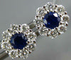 ESTATE .80CT DIAMOND & AAA SAPPHIRE 18KT WHITE GOLD FLOWER CLUSTER STUD EARRINGS