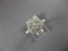 ESTATE WIDE .97CT DIAMOND 18KT WHITE GOLD 3D CLUSTER FLOWER HALO FILIGREE RING