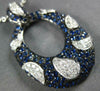 ESTATE LARGE 2.79CT DIAMOND & AAA SAPPHIRE 18KT WHITE GOLD OVAL CLUSTER PENDANT