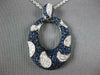 ESTATE LARGE 2.79CT DIAMOND & AAA SAPPHIRE 18KT WHITE GOLD OVAL CLUSTER PENDANT