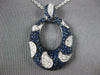ESTATE LARGE 2.79CT DIAMOND & AAA SAPPHIRE 18KT WHITE GOLD OVAL CLUSTER PENDANT