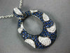 ESTATE LARGE 2.79CT DIAMOND & AAA SAPPHIRE 18KT WHITE GOLD OVAL CLUSTER PENDANT