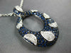 ESTATE LARGE 2.79CT DIAMOND & AAA SAPPHIRE 18KT WHITE GOLD OVAL CLUSTER PENDANT