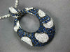 ESTATE LARGE 2.79CT DIAMOND & AAA SAPPHIRE 18KT WHITE GOLD OVAL CLUSTER PENDANT