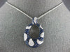 ESTATE LARGE 2.79CT DIAMOND & AAA SAPPHIRE 18KT WHITE GOLD OVAL CLUSTER PENDANT