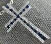 LARGE .66CT DIAMOND & AAA SAPPHIRE 18KT WHITE GOLD CLASSIC ETOILE CROSS PENDANT