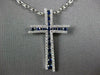 LARGE .66CT DIAMOND & AAA SAPPHIRE 18KT WHITE GOLD CLASSIC ETOILE CROSS PENDANT