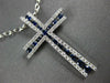 LARGE .66CT DIAMOND & AAA SAPPHIRE 18KT WHITE GOLD CLASSIC ETOILE CROSS PENDANT