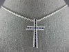 LARGE .66CT DIAMOND & AAA SAPPHIRE 18KT WHITE GOLD CLASSIC ETOILE CROSS PENDANT