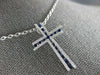 LARGE .66CT DIAMOND & AAA SAPPHIRE 18KT WHITE GOLD CLASSIC ETOILE CROSS PENDANT