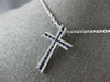 LARGE .66CT DIAMOND & AAA SAPPHIRE 18KT WHITE GOLD CLASSIC ETOILE CROSS PENDANT