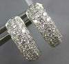 ESTATE WIDE .71CT DIAMOND 18KT WHITE GOLD 3D MULTI ROW PAVE HUGGIE HOOP EARRINGS