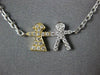 ESTATE .28CT DIAMOND 18KT WHITE & YELLOW GOLD 3D BABY BOY & GIRL FUN NECKLACE