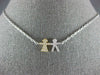 ESTATE .28CT DIAMOND 18KT WHITE & YELLOW GOLD 3D BABY BOY & GIRL FUN NECKLACE
