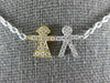 ESTATE .28CT DIAMOND 18KT WHITE & YELLOW GOLD 3D BABY BOY & GIRL FUN NECKLACE