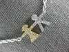 ESTATE .28CT DIAMOND 18KT WHITE & YELLOW GOLD 3D BABY BOY & GIRL FUN NECKLACE