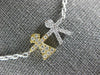ESTATE .28CT DIAMOND 18KT WHITE & YELLOW GOLD 3D BABY BOY & GIRL FUN NECKLACE