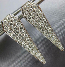 ESTATE .75CT DIAMOND 18KT WHITE GOLD 3D PAVE ELONGATED PENTAGON HANGING EARRINGS