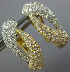1.11CT DIAMOND 18K 2 TONE GOLD 3D MULTI ROW CRISS CROSS CLIP ON HANGING EARRINGS