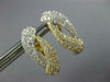 1.11CT DIAMOND 18K 2 TONE GOLD 3D MULTI ROW CRISS CROSS CLIP ON HANGING EARRINGS
