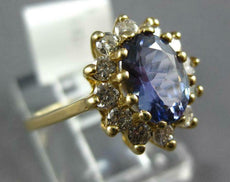 WIDE 1.83CT DIAMOND & AAA TANZANITE 14KT YELLOW GOLD OVAL FLOWER ENGAGEMENT RING