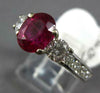 2.90CT DIAMOND & AAA RUBY 14KT WHITE GOLD OVAL & ROUND 3 STONE ENGAGEMENT RING