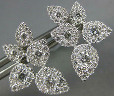 ESTATE LARGE 1.23CT DIAMOND 18KT WHITE GOLD 3D ROUND MULTI LEAF HANGING EARRINGS