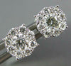 ESTATE .62CT DIAMOND 18K WHITE GOLD CLASSIC SOLITAIRE HALO CLUSTER STUD EARRINGS