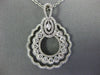 ESTATE .94CT DIAMOND 18KT WHITE GOLD MULTI ROW OPEN FILIGREE TEAR DROP PENDANT