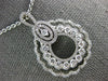 ESTATE .94CT DIAMOND 18KT WHITE GOLD MULTI ROW OPEN FILIGREE TEAR DROP PENDANT