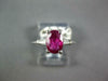 1.34CT DIAMOND & AAA RUBY PLATINUM 3D OVAL & BAGUETTE 3 STONE ENGAGEMENT RING