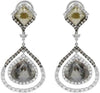 LARGE 13.93CT MULTI COLOR DIAMOND 18KT WHITE GOLD 3D CLIP ON HANGING EARRINGS