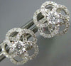 ESTATE .68CT DIAMOND 18KT WHITE GOLD 3D CLASSIC FLOWER SOLITAIRE STUD EARRINGS