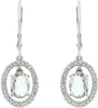 2.35CT DIAMOND & AAA GREEN AMETHYST 14K WHITE GOLD OVAL & ROUND HANGING EARRINGS