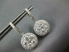 ESTATE LARGE 2.39CT DIAMOND 18K WHITE GOLD ROUND CLUSTER FLOWER HANGING EARRINGS