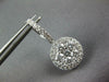 ESTATE LARGE 2.39CT DIAMOND 18K WHITE GOLD ROUND CLUSTER FLOWER HANGING EARRINGS