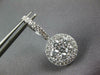 ESTATE LARGE 2.39CT DIAMOND 18K WHITE GOLD ROUND CLUSTER FLOWER HANGING EARRINGS
