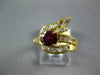 ESTATE WIDE 1.55CT DIAMOND & AAA RUBY 18KT YELLOW GOLD MULTI SHAPE LEAF FUN RING