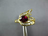 ESTATE WIDE 1.55CT DIAMOND & AAA RUBY 18KT YELLOW GOLD MULTI SHAPE LEAF FUN RING