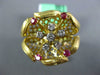 ESTATE .50CT DIAMOND & AAA RUBY 18KT YELLOW GOLD 3D FLOWER HANDCRAFTED FUN RING