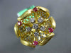 ESTATE .50CT DIAMOND & AAA RUBY 18KT YELLOW GOLD 3D FLOWER HANDCRAFTED FUN RING