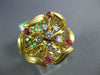 ESTATE .50CT DIAMOND & AAA RUBY 18KT YELLOW GOLD 3D FLOWER HANDCRAFTED FUN RING