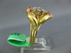 ESTATE .50CT DIAMOND & AAA RUBY 18KT YELLOW GOLD 3D FLOWER HANDCRAFTED FUN RING