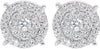.43CT DIAMOND 14KT WHITE GOLD 3D SOLITAIRE CLUSTER DOUBLE HALO STUD EARRINGS